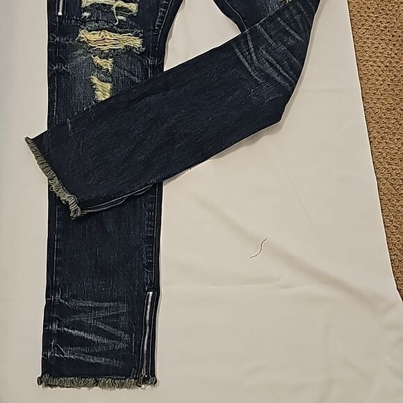 Mens Embellish nyc  distressed side abd ankle zipper jeans 34 - Picture 2 of 9